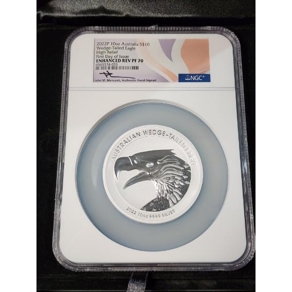 NGC PF70 Enhanced Reverse Proof 10 Oz Silver 2022 Australian Wedge Tailed Eagle Round W/ COA & Case