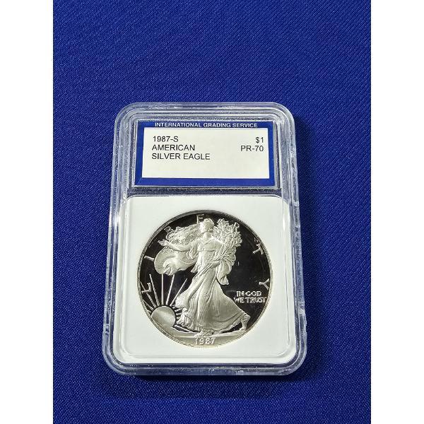 *KEY DATE* 1987- S American Eagle Silver Eagle IGS Graded PR 70 $1 1oz Fine Silver 