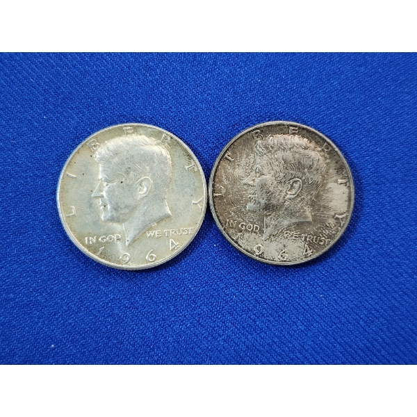 x2 1964 90% Silver Kennedy Half Dollars FV: $1.00
