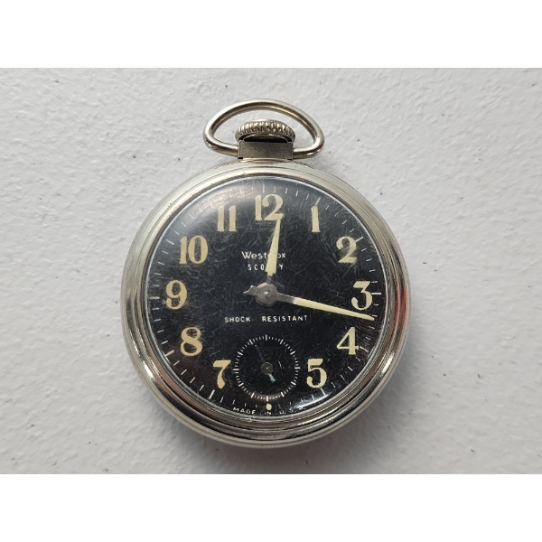Vintage Westclox Scotty Silver-Tone Pocket Watch, Working!