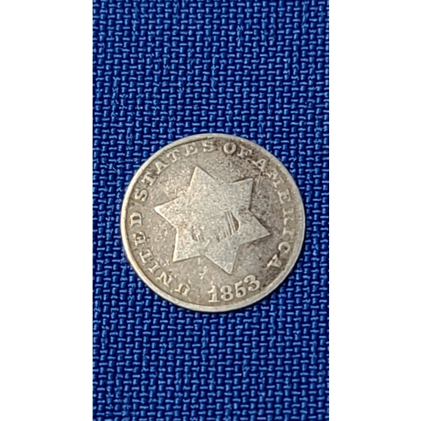 1853 3 Cent 75% Silver Trime