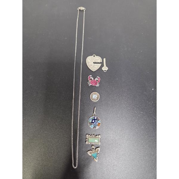 Sterling Silver Group Including 18'' Chain Total Weight 52.4 Grams