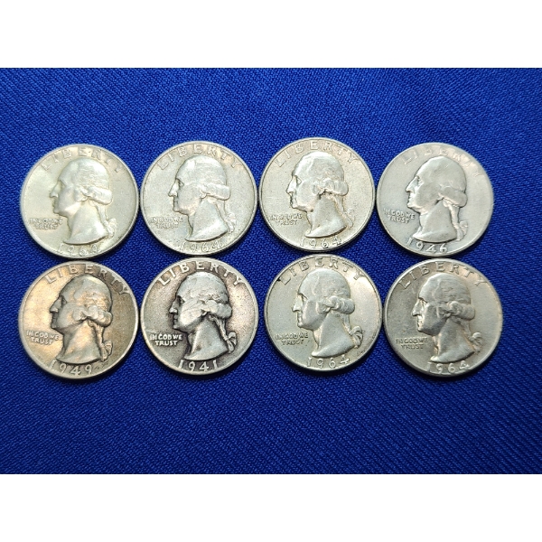 Assorted Years 90% U.S. Silver Quarters - Face Value $2.00