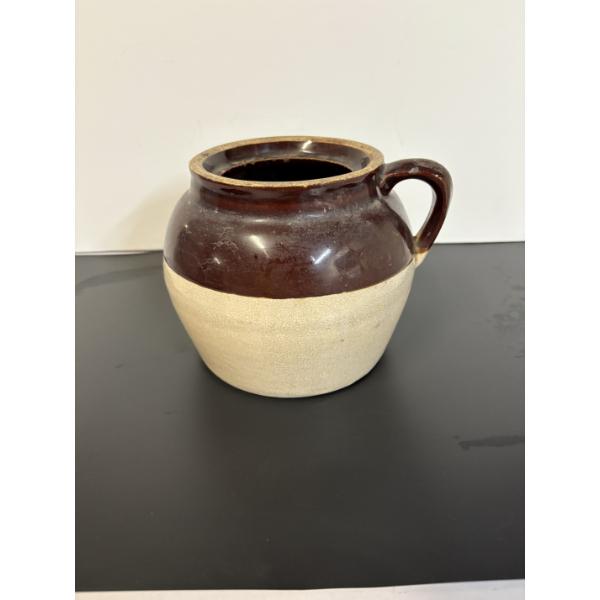 Ceramic Vase with Handle - Brown and Cream Color