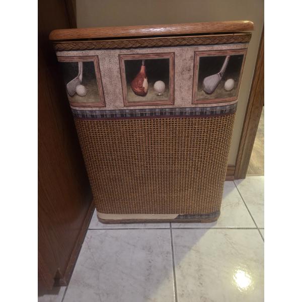 Like New Golf Hamper & Plush Brown Rugs