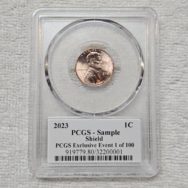 2023 Lincoln Shield Cent Sealed Inside a Rare PCGS Promotional "Sample Slab"
