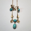 Image 2 : Gold-Tone & Blue Stone Matching Necklace and Earrings Set 