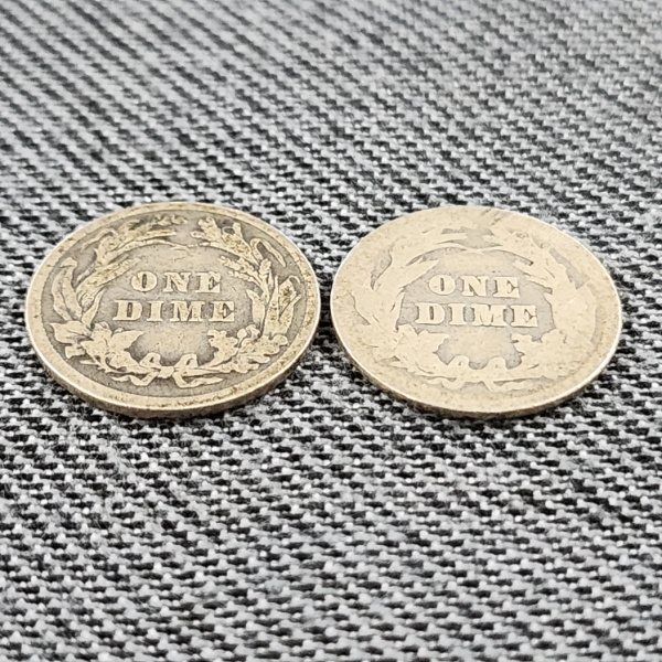 Two United States 90% Silver Barber Dimes ~ $0.20 Face Value
