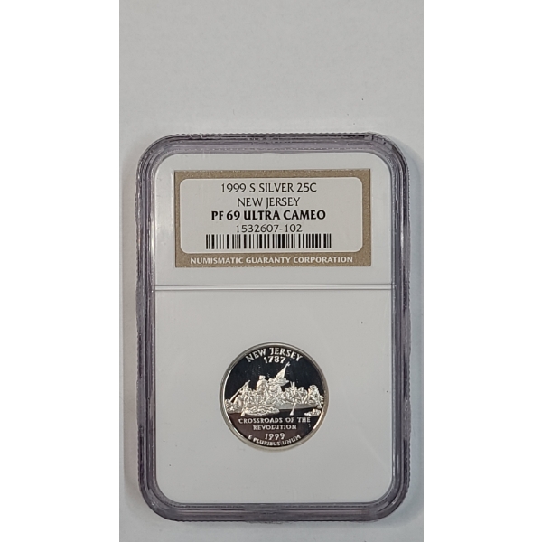 NGC 1999-S PF 69 ULTRA CAMEO New Jersey 90% Silver State Quarter