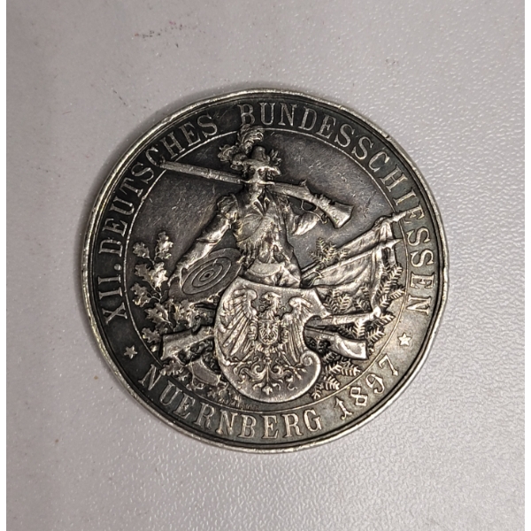 Silver Commemorative Medal For The 12th German Shooting Festival Held In 1897 - Beautiful Rare Coin!