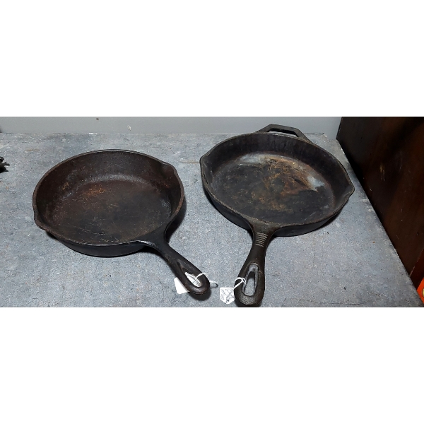 Group Of Two (2)  "Red Stone" & "Lodge" Cast Iron Skillets  9 Inch & 8 Inch - Exc Condition