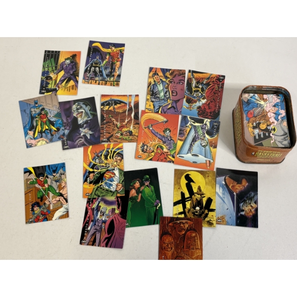 BATMAN CARDS! In Fleer Basketball Tin (NO BASKETBALL CARDS INCLUDED) - Tons of Batman Cards - Joker 