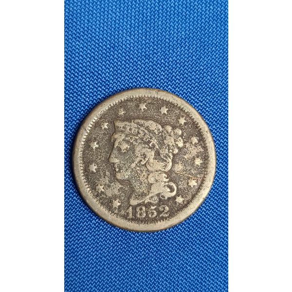 United States 1852 Braided Hair Large Cent