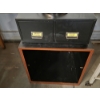 Image 2 : Metal 24'' Bankers Lamp, 28'' Storage Cube Table And 18''x27''x31'' Drop Side Metal Wheeled Cart