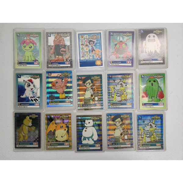 Lot of 15 Assorted Digimon Trading Cards - Including Holographic 