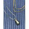 Image 2 : 2 necklaces - Gold Chain & Gray Eggplant Shape Pendant Necklace - Costume Pieces
