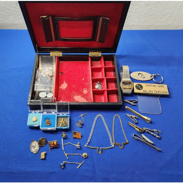 Vintage Boy Scouts Hickok Jewelry Box with Contents (See Photos) - Including 24K Gold-Filled Pin