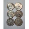 Image 1 : $3.00 Face Value of Assorted U.S. 90% Silver Half Dollars: Franklin & Walking Liberty