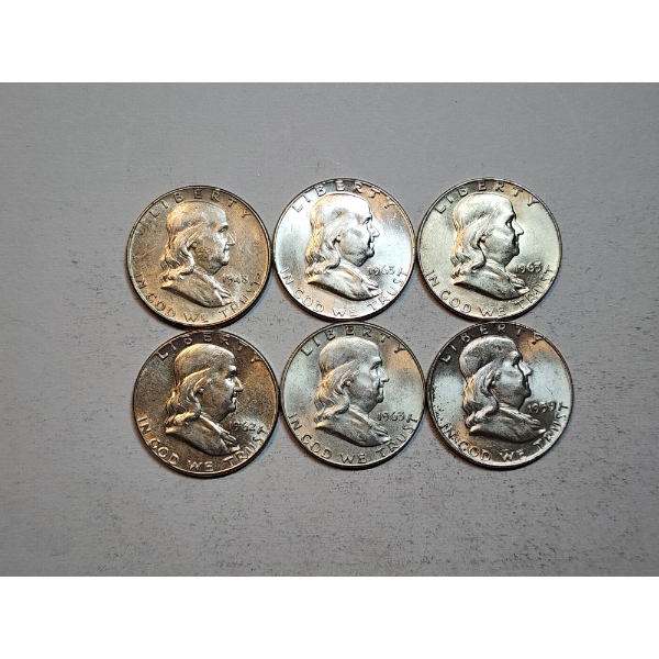 Assorted Years Silver Franklin Half Dollars Face Value: $3.00