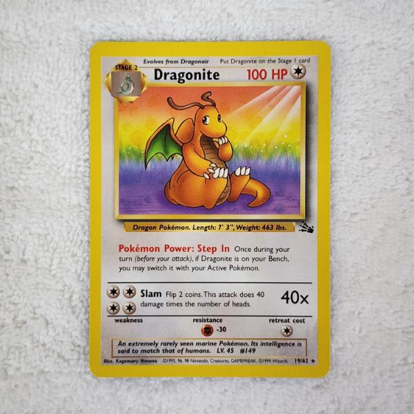 Dragonite 19/62 Non Holo Rare Fossil Set Vintage Pokemon Trading Card ~ Mint Condition!