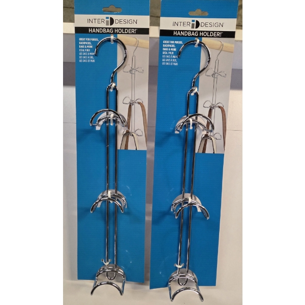 Two Brand New Silvertone InterDesign Handbag Holders/Organizers 