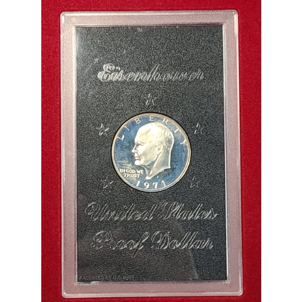  1971-S United States Eisenhower 40% Silver Proof Dollar In Acrylic Display