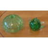 Image 2 : 6" Lime Green Covered Candy Dish & Art Glass Bubble Paperweight