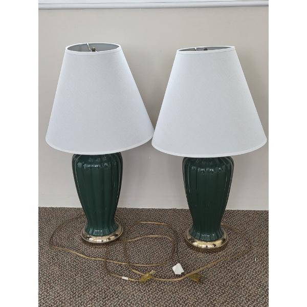 PICKUP IN CANTON - Two Excellent Condition Green 26'' Lamps 