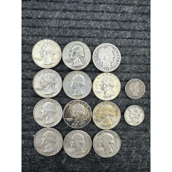 90% Silver Currency including Barber Quarter & Dime & Mercury Dime $3.20 Face Value