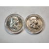Image 1 : Two 1961 90% Silver Franklin Half Dollars in Capsules Face Value: $1.00