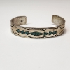 Image 2 : Southwestern-Style Sterling Silver Cuff Bracelet with Turquoise Inlay - Total Weight: 23.9g