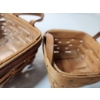 Image 5 : (2) Square Longaberger Baskets with Leather Handles and Plastic Liners - Excellent Condition! 