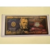 Image 1 : $50 Grant Collector Gold Foil .999999 - 24K Gold Note In Protective Holder - Mint Condition