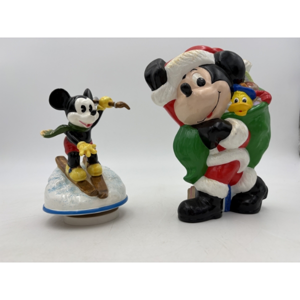 Mickey Mouse Santa with Bag of Toys with Donald Duck in it - Mickey Mouse Skiing Musical Box 