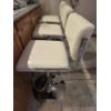 Image 3 : Beautiful Like New! Three White Leather Adjustable Height, Swivel Stools