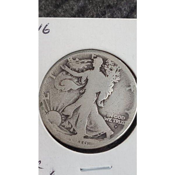 1916- D Walking Liberty 90% Silver Half Dollar