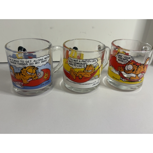 Garfield Collectible Glasses - Set of 3 - McDonald's Collection - 1978 - United Feature Syndicate
