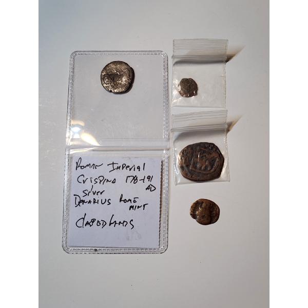 Lot of Ancient Roman/World Coins Including Silver Denarius ft. Crispina 178-191 AD