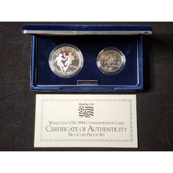 World Cup USA 1994 Commemorative Two Coin Set - 90% Silver Dollar & 92% Copper Half Dollar