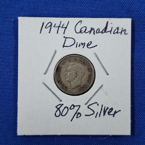 1944 Canadian 80% Silver Dime