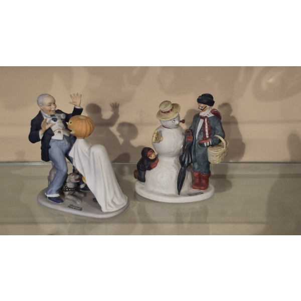 2 Pcs hand Painted Bisque Figures 7" x 6" Each - Nice