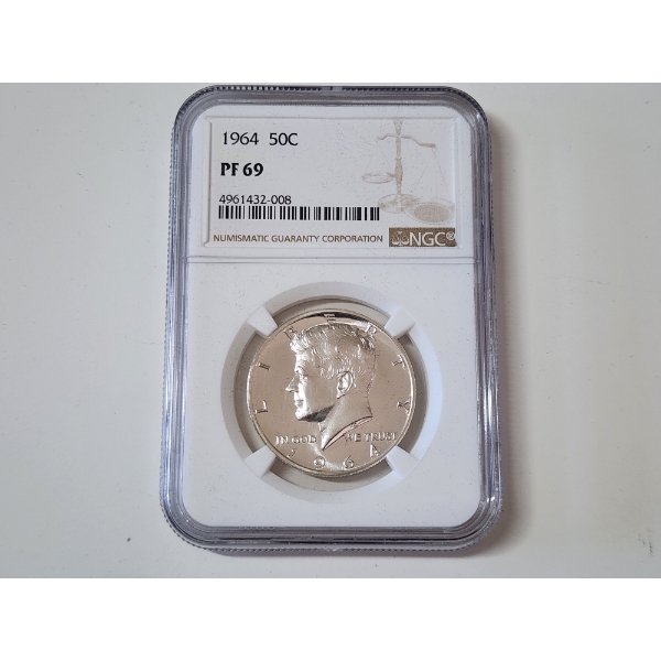 NGC PF 69 1964 90% Silver Kennedy Half Dollar