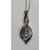 Image 4 : Sterling Silver Pendant Twisted Swirl Pendant With Blue & White Diamonds On 18" Chain - Weight: 4.6g