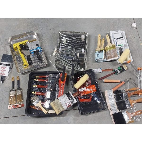 Large Group Of NEW Painting Tools, Brushes, Rollers, Paint Trays & More - See Pics