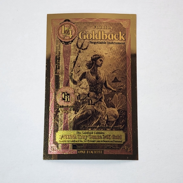 2026 Florida 1/4th Goldback Note - 1/4000th Troy oz 24K Gold