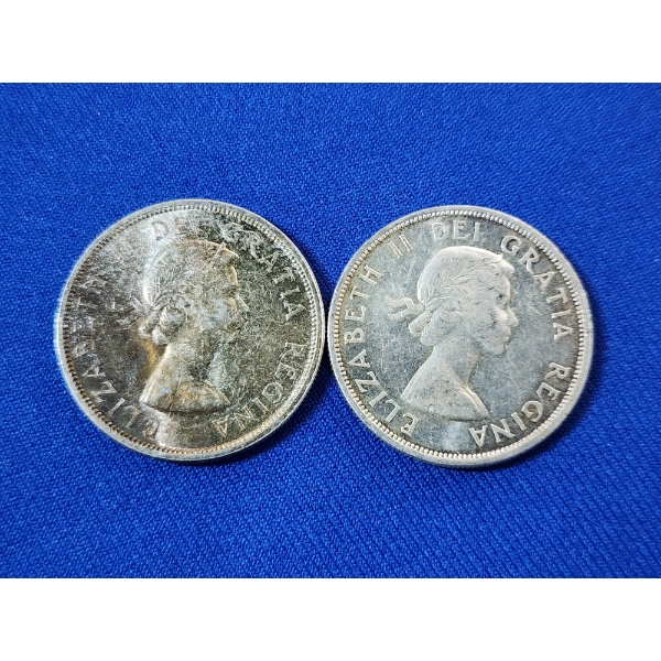 x2 1961 Canadian Voyager 80% Silver Dollars 