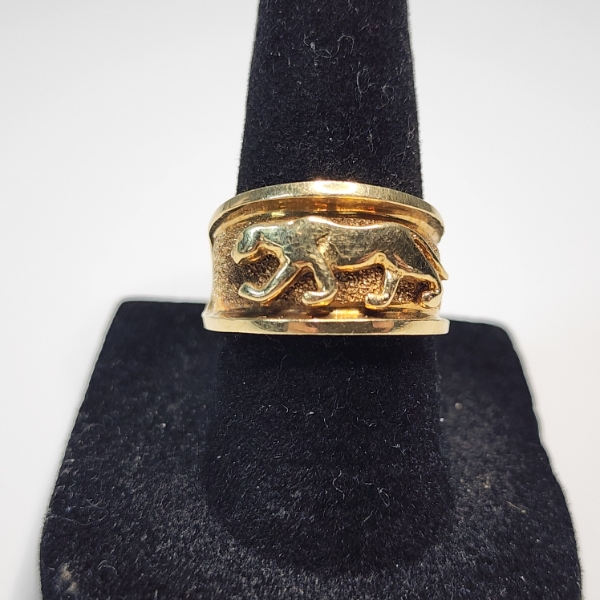 Vintage 14K Yellow Gold Raised Panther Ring - Size 6.5 - TW: 8.7g