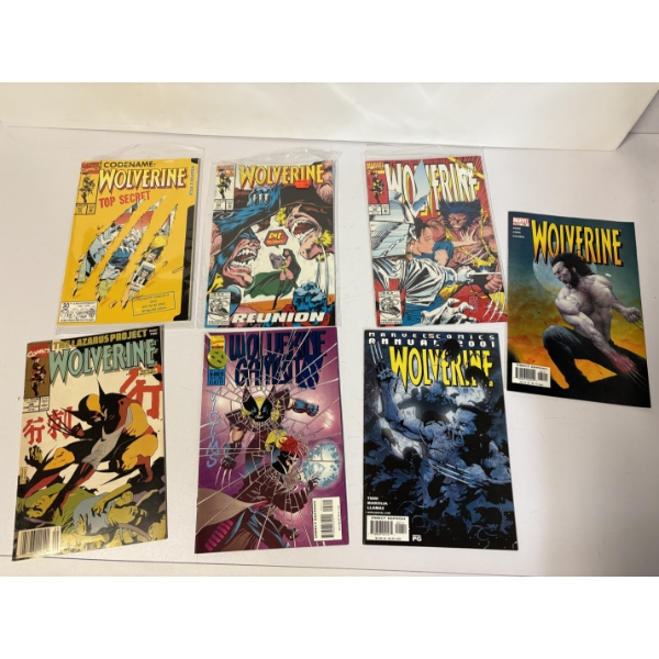 Wolverine Comics - Set of 7 Comics - 3 in Plastic Packaging - Reunion - Top Secret - Marvel Comics