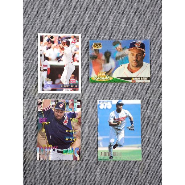 Four Assorted Cleveland Indians Albert Belle Baseball Trading Cards