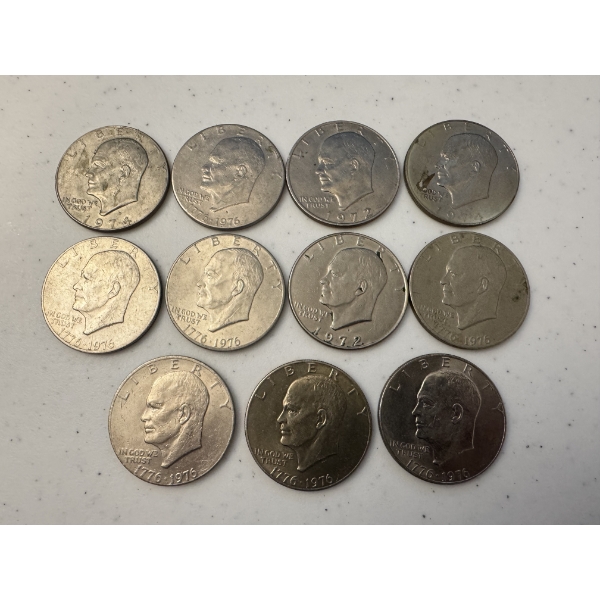 11 - United States Eisenhower Dollar Coins 